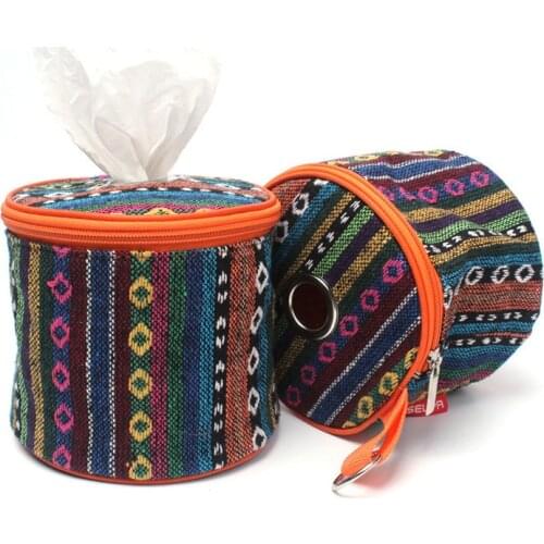 Tissues Case Portable Folding Bag Car Tissue Paper Box Case Outdoor Tools Camping Folding Ethnic Style Drawer Storage Box