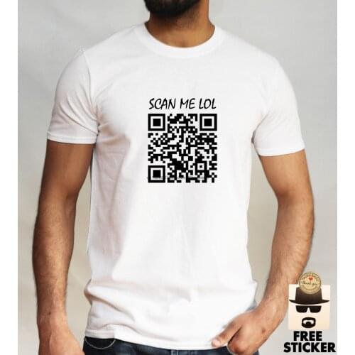 QR Bar code Rick Rolled T Shirt Funny Prank Never gonna give you up Rick Astley
