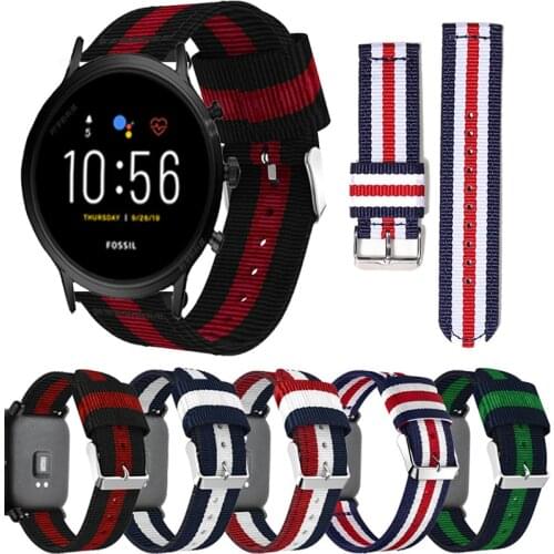 22MM Canvas Strap For Fossil Gen 5 Carlyle HR/Julianna HR Smart Watch Bracelet Bands For Fossil Sport 43mm/Q Explorist HR Gen 4