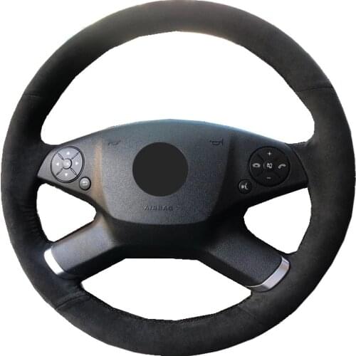 Hand Sewing Car Steering Wheel Cover Wrap Black Suede For Mercedes-Benz E-Class W212 E200 E260 E250 E300 2009 2010 2011 - 2013