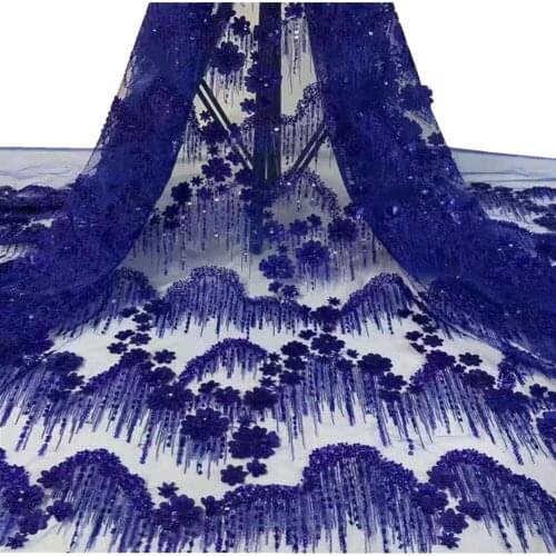 SJ Lace Handmade Beaded Lace African French Lace Fabric Sequins 2021 High Quality Ghana Lace For Nigerian Lace Fabrics qc4-7