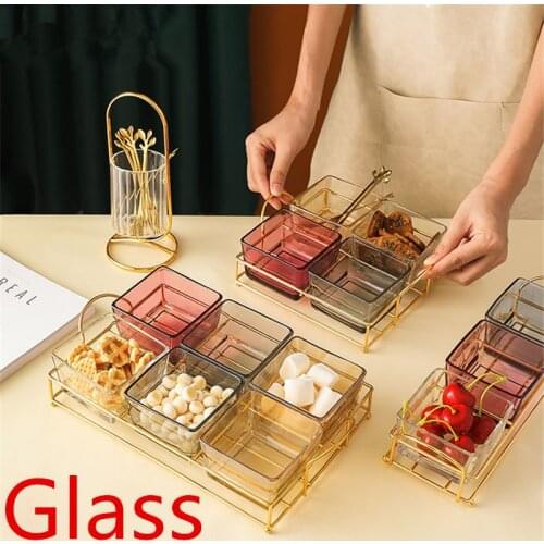 Glass Fruit Plate Snack Dish European Candy Plate Dried Fruit Tray Exquisite Household Tea Snack Plate Nut bowls and plates bowl
