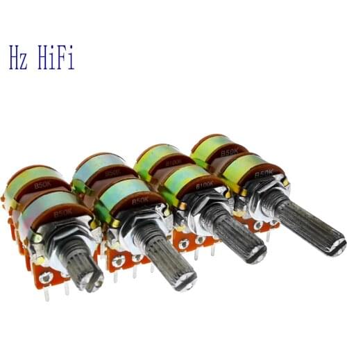 1PCS High quality B50K B100K 50K 100K Stereo Volume Potentiometer Audio 4 Channels Volume Potentiometer 50KBX4 100KBX4 RK163