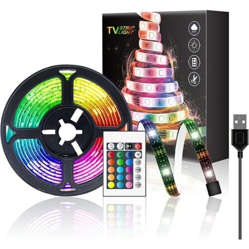 120 LED USB Color Waterproof LED Strip Lights 5V 1/2/3/4/5M 5050 RGB Colour Changing TV Backlight Light Strip + 24K Remote