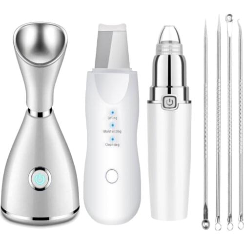 Ultrasonic Skin Scrubber Facial Pore Cleaner Moisturizing Facial Steamer Extractor Blackhead removal Deep Clean Skin Care Tool