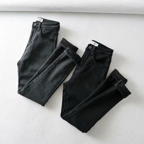 Winter High Waist Warm Jeans Women Black Velvet Fleeces Pencil Pants Korean Mom Skinny Stretch leggings Denim Trousers Clothing