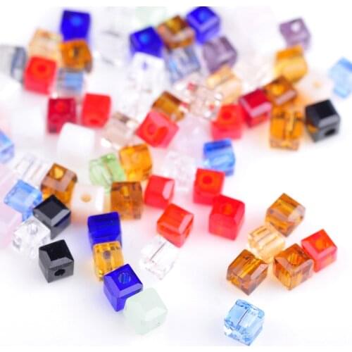 100pcs 3mm Small Cube Square Faceted Czech Crystal Glass Loose Crafts Beads Wholesale lot for Jewelry Making DIY