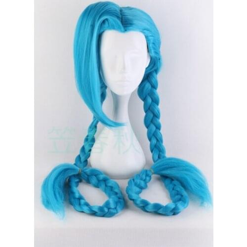 120cm/46.8" LOL Jinx cosplay wig Jinx blue braids The Loose Cannon wig with blue plaits Jinx hair costumes free shipping