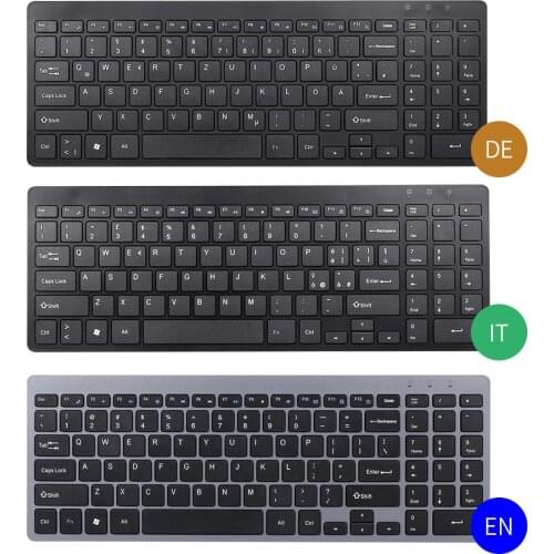 2.4G Wireless Keyboard Ultra-thin Wireless Keyboard Slim 95 Keys Mute Keyboard for PC Laptop English/German/Italian Keyboard