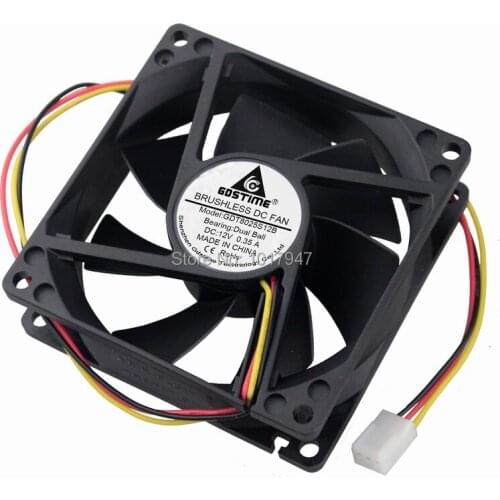 200Pieces LOT Gdstime 12volt 3pin 8025 8cm 80x25mm 8025B Ball Bearing Cooling Cooler Fan