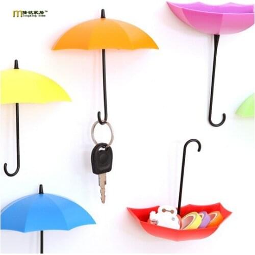 3pcs/lot Umbrella Shaped Creative Key Hanger Rack Decorative Holder Wall Hook For Kitchen Organizer Bathroom Accessories LF 027