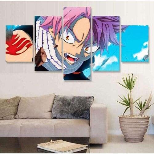 5 Piece Wall Art Canvas Anime Manga Modular Pictures Fairy Tail Figure Posters And Prints Home Living Room Decoration Paintings