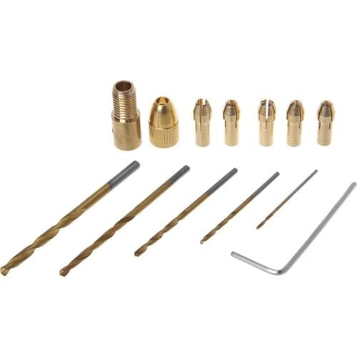 ANENG 12Pcs 0.5-3mm Electric Hand Press Drilling Micro Twist Drill Bit Chuck Set Tool