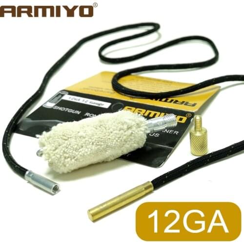 Armiyo 12GA 12 Gauge 18.5mm Gun Cleaning Swabs Brush Barrel Cotton Oiling Aid Tool Hunting Accessories Thread 5/16"-26T