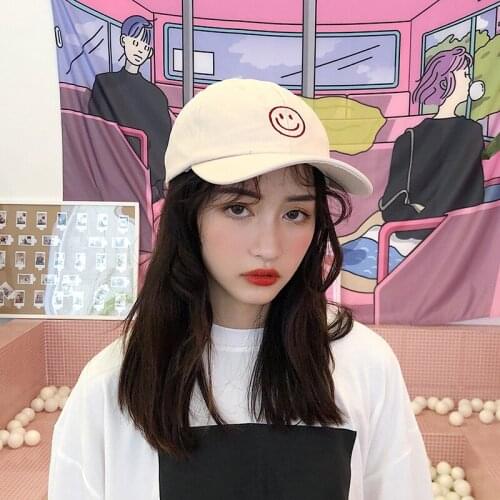 Embroidery Smile Face Adjustable Baseball Caps Hip Hop Harajuku Casual Bboy Snapback Hats Mens Women Visor Sun Hat2021