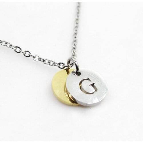 Stainless Steel Alphabet G 6pcs Initial Necklace Pendant Women Men Jewelry Stainless Steel Round Coin Letter Necklace Jewelry