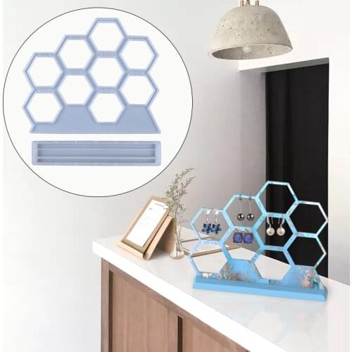 DIY Crystal Silicone Mold Hollow Hexagonal Earrings Jewelry Hanging Display Mold Mirror Silicone Mold For Resin