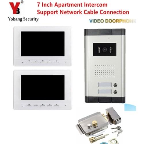 7" Apartment Wired Video Interphone Audio Intercom Door Bell Video Deurbel Intercom Door System + Electric lock set