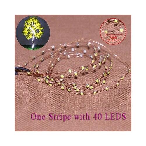 Evemodel DD85W0840 2 Strips 40-LED Pre-soldered micro Copper Wired WHITE SMD LED 0805 model train 1/35 railway modeling