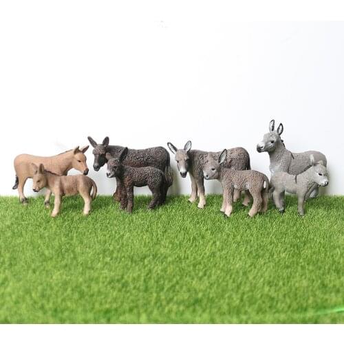 Simulation Poitou donkey Equus kiang Wild Animal Figurines Toys Action Figure Animals Family Set Educational Figurine for Kids