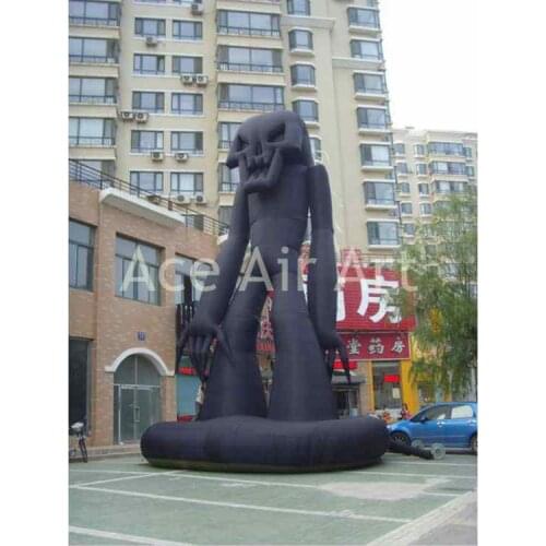 Outdoor 6m H giant Black Halloween inflatable cartoon characters devil inflatable skull Skeleton man with base stand for SALE