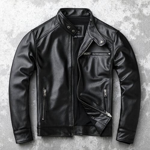 2021 Spring Autumn New Clothing Mens Genuine Cowhide Leather Jacket Male Short Casual Coats Mens Real Cow Leather Outwear W605