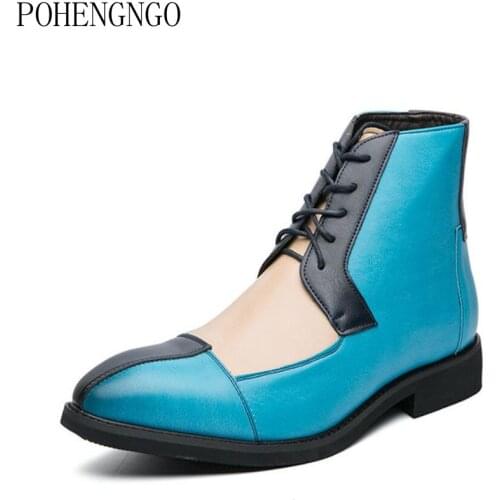 Luxury Fashion Formal Men Dress Boots High Top Designer Men Dress Shoes Ankle Boots Men Party Motorcycle Boots Large Size 38-48