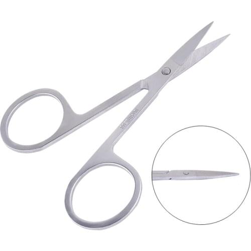 Stainless Steel Mini Portable Curved Mustache Nose Ear Hair Remover Scissor Trimmer Safety Tips
