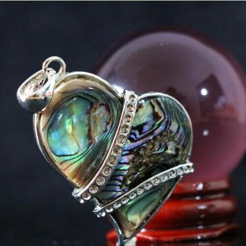 Natural Abalone Shell Heart Pendant Fashion Purfle Crystal Exquisite Gifts for Womens Jewelry Special Design Jewelry Making B11