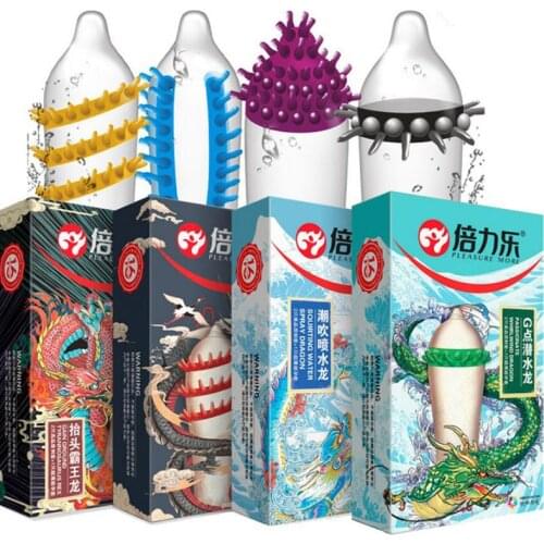 3PCS/lot spiked condoms penis sleeve Adult Sex Products Sensitive Penis Sleeve Female G-spot Vaginal StimulationRibbed Dotted