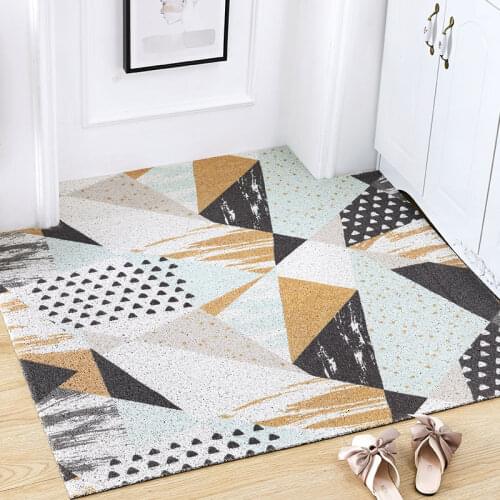 Cuttable Geometric Pattern Doormat Bathroom Doormat Hallway Floor Rug Absorbent Bedside Carpet Mat Soft Foot Rug