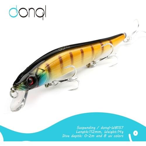 DONQL Minnow Fishing Lure 110mm 14g Aritificial Wobblers Hard Plastic Baits 3D Eyes Floating Hard Crank Bait SwimBaits