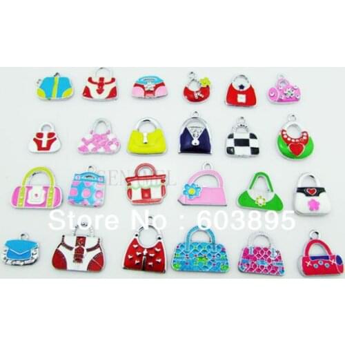 S65412! Free Shipping 100Pcs/Lots Enamel MIXED bag charms for key charm