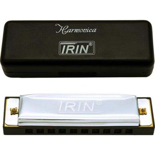 Silver 10 Hole 20 Tone Blues Harmonica KeyC Mouth Organ with Black Storage Box
