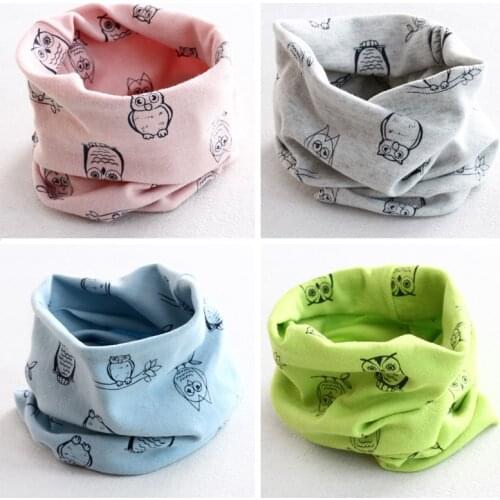 Baby Boys Girls Cartoon Owl Print Scarf New Autumn Winter Cotton Children Neck Scarves Kids Winter Scarf Baby Children O-Ring