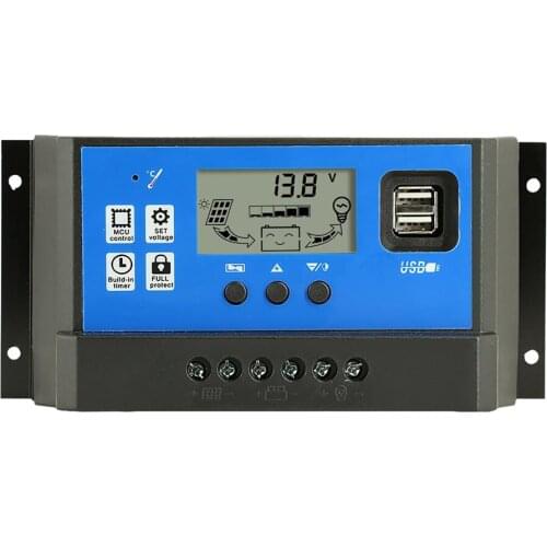 40A 50A 60A12V 24V PWM LCD Display Auto Solar Panel Battery Charge Controller Solar Collector Regulator with Dual USB Output