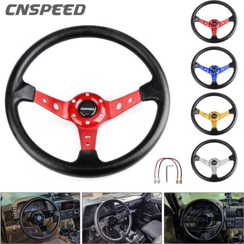 Deep Dish Corn Universal Racing PU Leather Steering Wheel 350mm 14inch Aluminum Alloy Auto Sport Drifting Steering Wheels 92mm