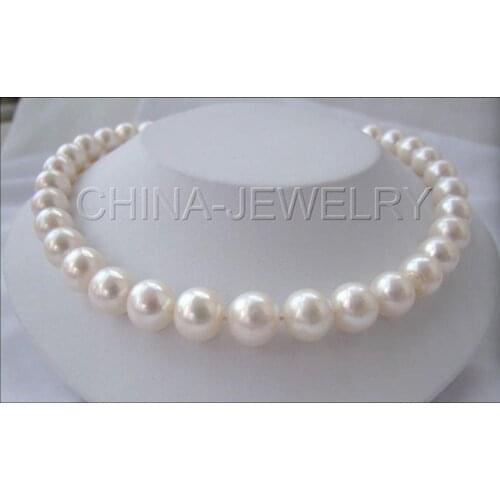 Gorgeous south sea 10-11mm WHITE pearl necklace 18inch 925s KKK