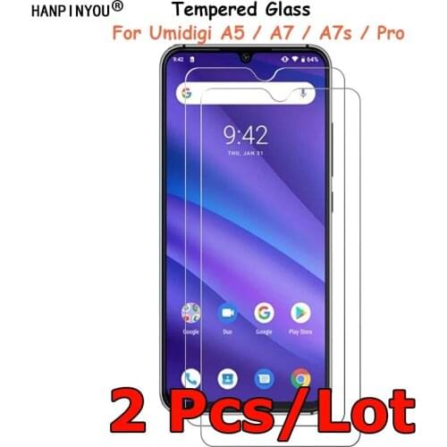 2 Pcs/Lot For Umidigi A5 A7 A7s Pro Clear Tempered Glass Screen Protector Ultra Thin Explosion-proof Protective Film + Clean Kit
