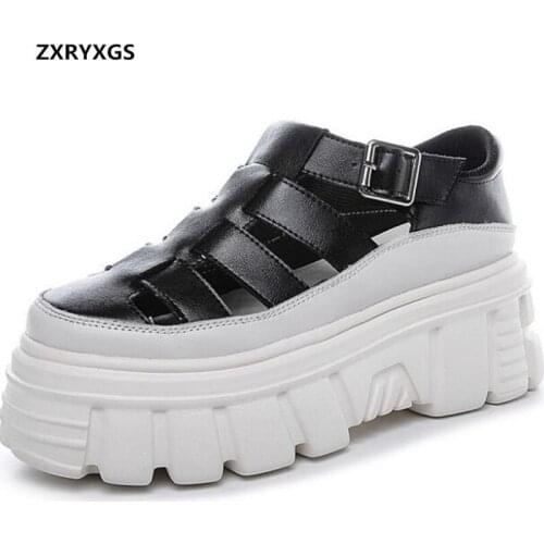 2020 New Summer Light Platform Shoes Woman Sandals High Heels Wedges Sandals Comfort Genuine Leather Sandasl Women Shoes Sandals