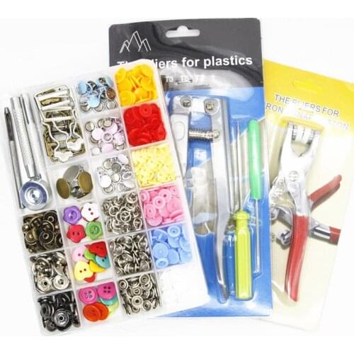 1set 6 style metal button and tool buttons 9.5mm Prong Snap Buttons Fasteners Press Studs Resin button clothing buckle