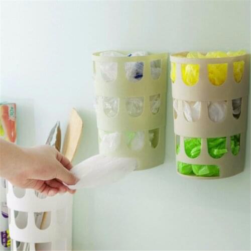 1PC PP Trash Bag Basket Storage Box Portable Wall-mounted Garbage Bags Storage Case Kitchen Sundries Organize Storage Boxes Rack