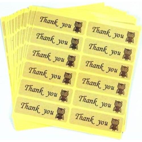 120 Pcs/lot Thank You Owl Sticker Kraft Label Sticker DIY For Gift Cake Baking Sealing Scrapbooking Labels Stickers