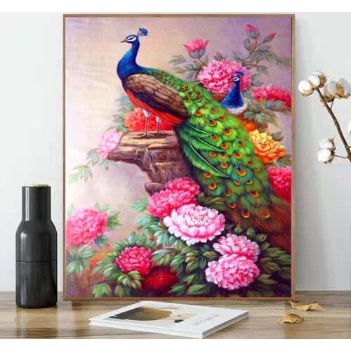 5D DIY diamond painting animal peacock flower round diamond cross stitch rhinestone embroidery mosaic handmade decoration gift