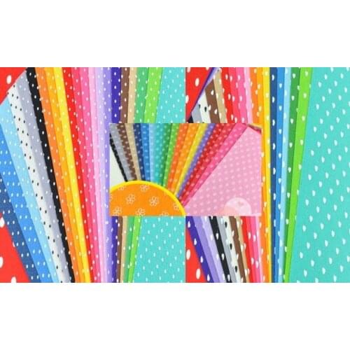 98PCS Printed Felt Fabric 3 Patterns Polka dot Heart 20 MIX COLORS DIY non-woven 14cm X 14cm great