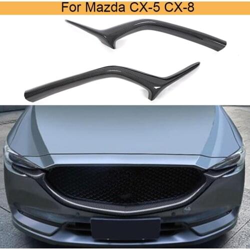 Car Front Bumper Mesh Grille Grill Strip Trim For Mazda CX-5 CX-8 2017-2019 Car Grille Trim Cover Carbon Look / Gloss Black