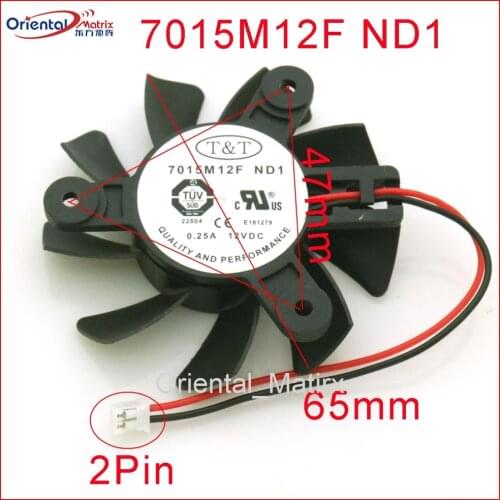 Free Shipping New 7015M12F ND1 65mm 47*47*47mm 12V 0.25A 2Wire 2Pin Graphics / Video Card VGA Cooler Fan