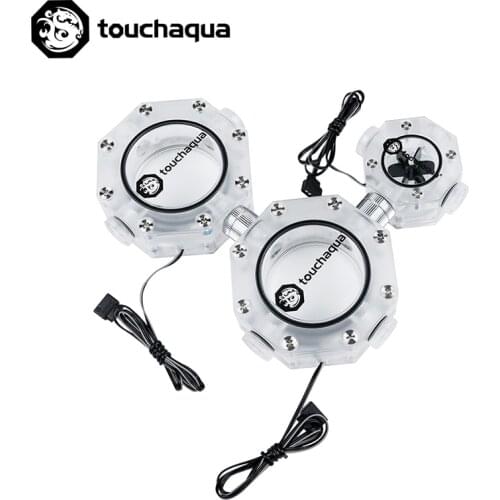 Bitspower Touchaqua Water Tank Octagonal Dual kit Package Digital RGB With 2pcs Tank With Flower 5v Input Power