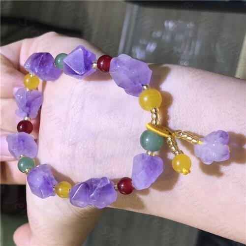 Natural ore amethyst bracelet womens bracelet lavender color super beautiful jewelry