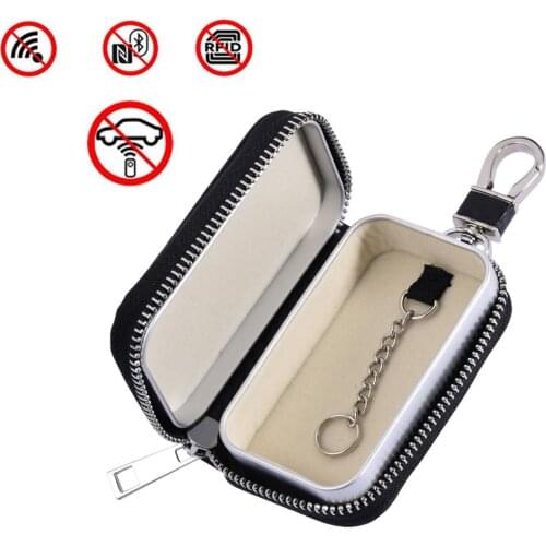 Key Fob Bag Protector Pouch Keychain Holder Cover Portable RFID Signal Shielding Box Card Keys Cases Zipper Car Styling 2021 New